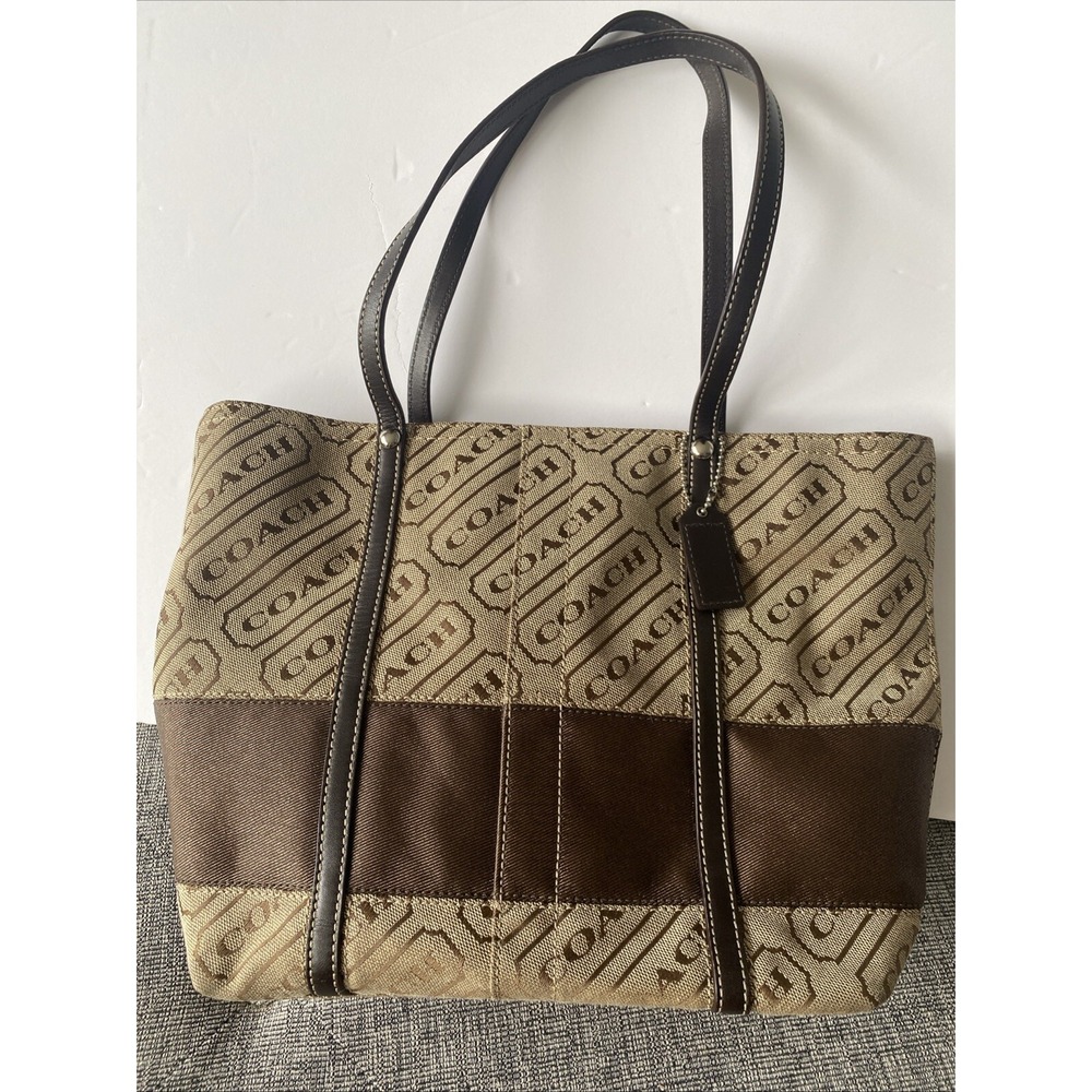 Coach Brown and Tan Signature Canvas Shoulder Bag
